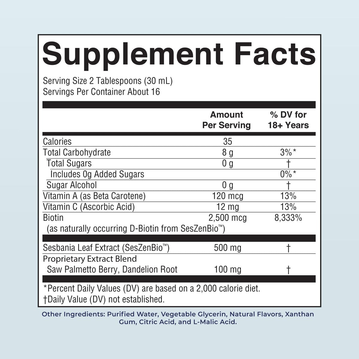 MARYRUTH'S Daily Liquid Hair Formula - 500 mg SesZenBio™ + 2,500 mcg Biotin - Thicker, Stronger Hair for Women - Hair, Skin, & Nail Health - 16 Fl Oz Avelisse