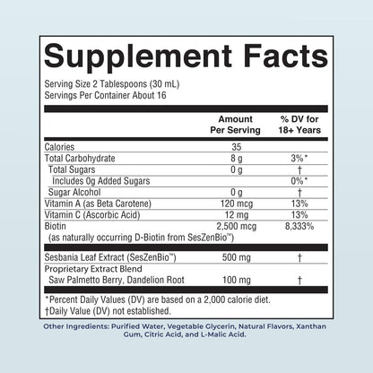 MARYRUTH'S Daily Liquid Hair Formula - 500 mg SesZenBio™ + 2,500 mcg Biotin - Thicker, Stronger Hair for Women - Hair, Skin, & Nail Health - 16 Fl Oz Avelisse
