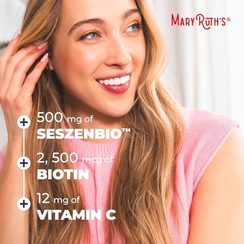 MARYRUTH'S Daily Liquid Hair Formula - 500 mg SesZenBio™ + 2,500 mcg Biotin - Thicker, Stronger Hair for Women - Hair, Skin, & Nail Health - 16 Fl Oz Avelisse
