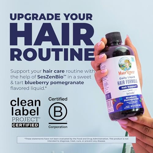 MARYRUTH'S Daily Liquid Hair Formula - 500 mg SesZenBio™ + 2,500 mcg Biotin - Thicker, Stronger Hair for Women - Hair, Skin, & Nail Health - 16 Fl Oz Avelisse