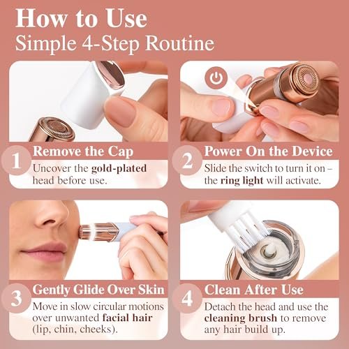 Facial Hair Removal for Women | Upper Lip Mustache Remover Device Face Shaver Woman Chin Peach Fuzz Electric Trimmer Dermaplane Female Razor Ladies Tweezers Lady Epilator Girls Gen3 by VISOFO - görsel 10