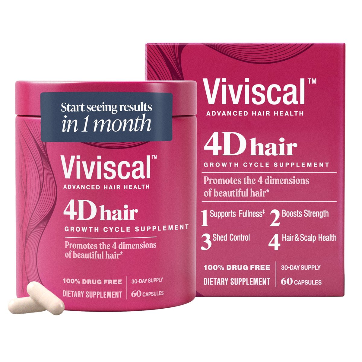 Viviscal 4D Hair Growth Cycle Supplements for Women – Full, Strong, Healthy Hair with Keratin, Biotin, Zinc – 60 Count (30-Day Supply) Avelisse