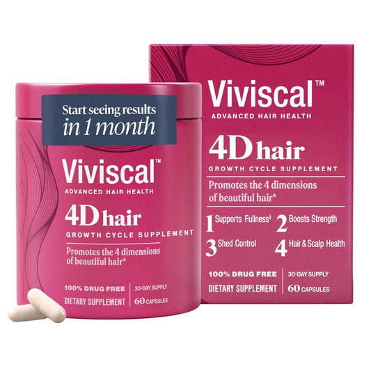 Viviscal 4D Hair Growth Cycle Supplements for Women – Full, Strong, Healthy Hair with Keratin, Biotin, Zinc – 60 Count (30-Day Supply) Avelisse