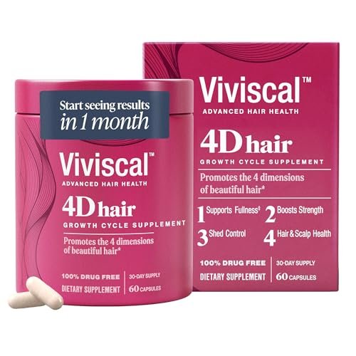 Viviscal 4D Hair Growth Cycle Supplements for Women – Full, Strong, Healthy Hair with Keratin, Biotin, Zinc – 60 Count (30-Day Supply) Avelisse