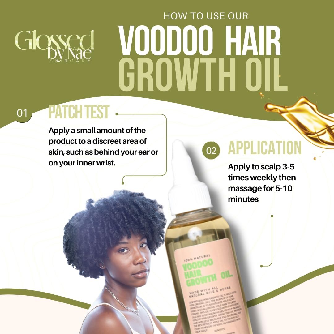 Glossed By Nae Voodoo Hair Growth Oil – Rosemary, Lemongrass, Grapeseed & Castor Oil for Hair Growth, Scalp Itchiness & Dry Scalp – 4 Fl Oz – All Hair Types Avelisse