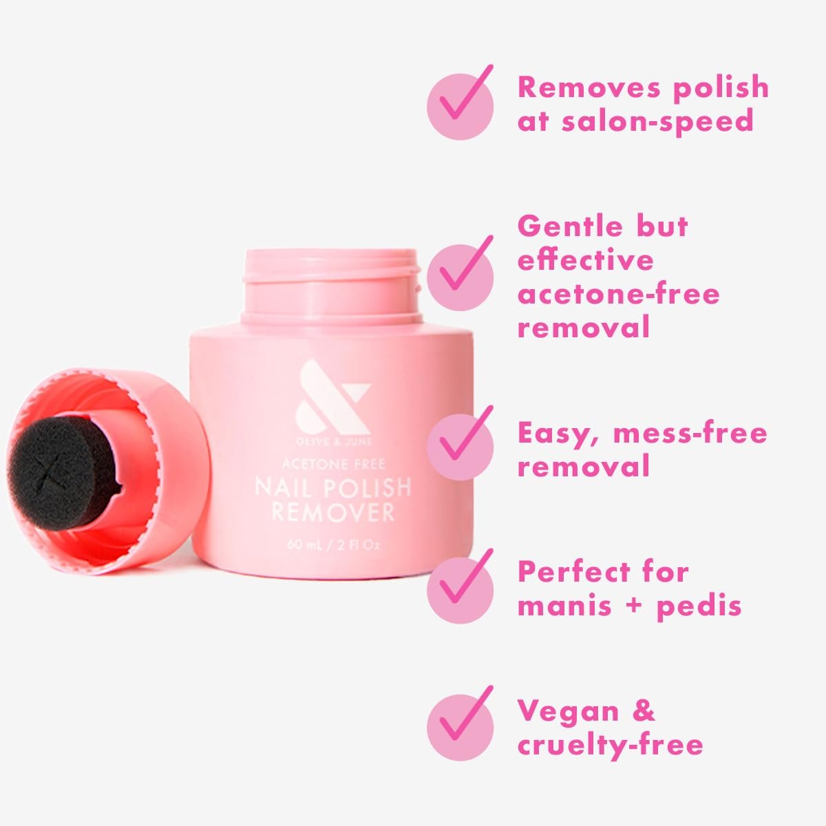 Olive & June Polish Remover Pot – Acetone-Free, No-Mess Nail Polish Remover with Sponge Lid for Mani & Pedi, Gentle & Effective, Vegan & Cruelty-Free (70mL) - görsel 5