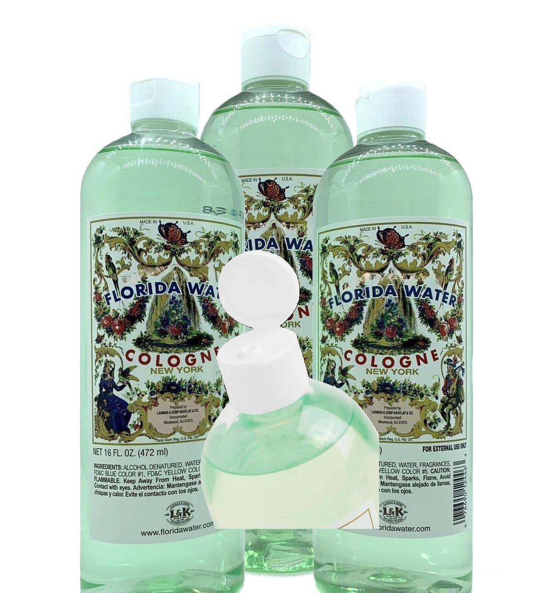Lanman & Kemp Agua de Florida Splash Cologne - 16 Fl Oz (Pack of 3) - Classic Refreshing Scent Avelisse