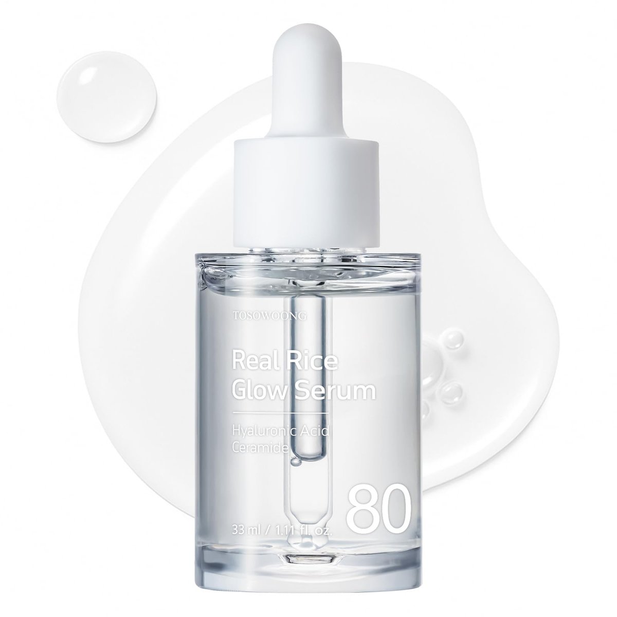 TOSOWOONG Real Rice Glow Serum with 80% Rice Bran Water and Niacinamide for Dark Spots, Uneven Skin Tone, Dull Skin, Radiant Glow, Daily K-Beauty Skincare for All Skin Types, 33ml / 1.11 fl. oz. - görsel 1