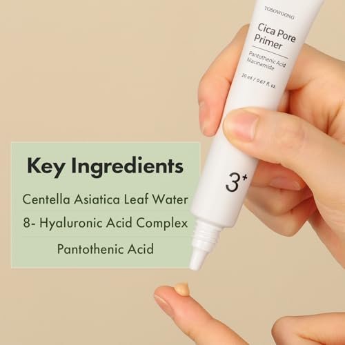 TOSOWOONG Cica Pore Primer - Matte Finish Blurring Primer for Oily Skin, Pore Minimizer, Sebum Control, Smooths Fine Lines & Wrinkles, Long-lasting Makeup, K Beauty, 20ml Avelisse