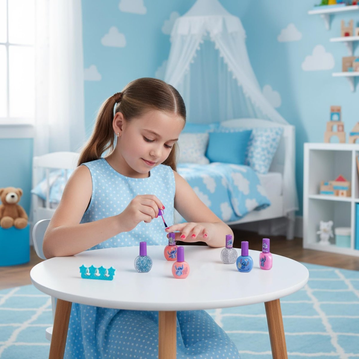Disney Stitch 15-Piece Water-Based Kids Nail Polish Set – Peel Off, Quick Dry, Gift Kit for Girls Ages 3+ by Townley Girl Avelisse
