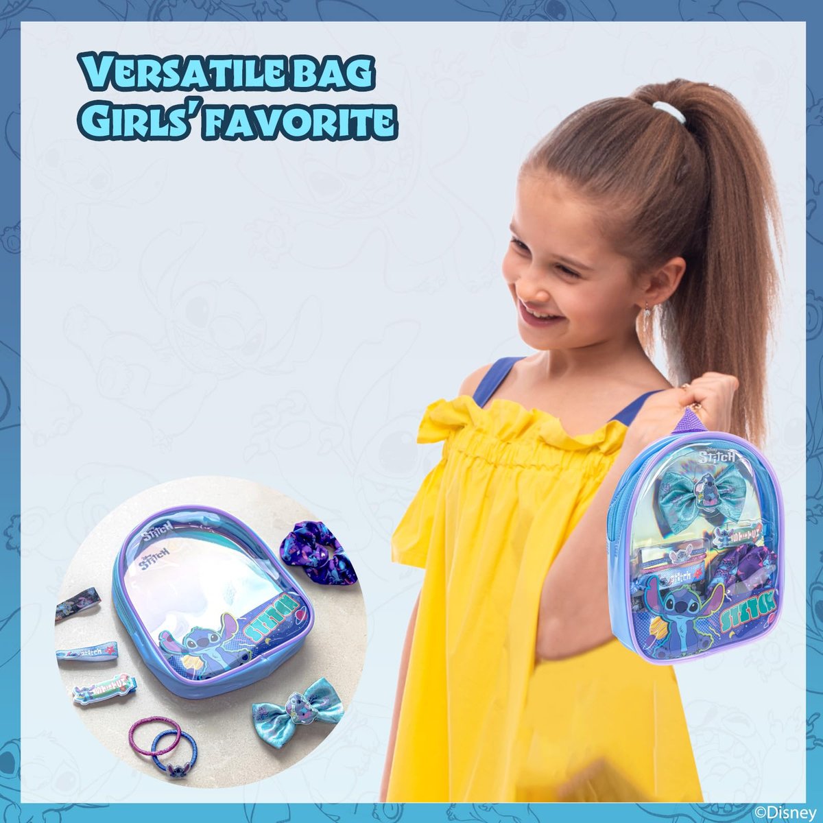Disney Stitch Hair Accessories Mini Gift Bag Set - Scrunchies, Hair Bows, Hair Clips for Kids, Girls, Tweens - Perfect for Parties, Birthdays, Stocking Stuffers by Townley Girl - görsel 13