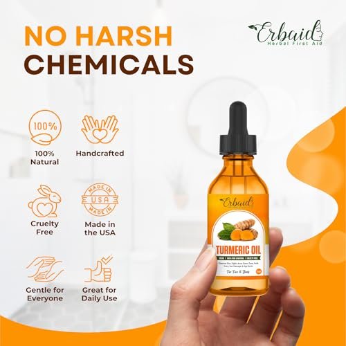 Erbaid Turmeric Oil Dark Spot Facial Serum – Natural Skin Brightening & Hyperpigmentation Treatment for Face & Body, Fights Acne, Evens Skin Tone, Reduces Scars – 1 Fl Oz - görsel 12