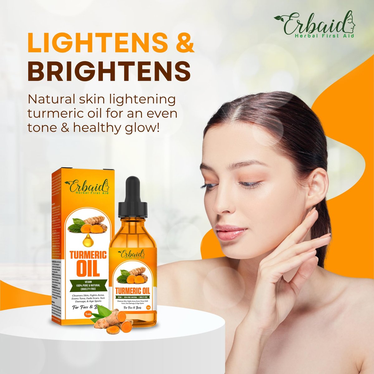 Erbaid Turmeric Oil Dark Spot Facial Serum – Natural Skin Brightening & Hyperpigmentation Treatment for Face & Body, Fights Acne, Evens Skin Tone, Reduces Scars – 1 Fl Oz - görsel 5