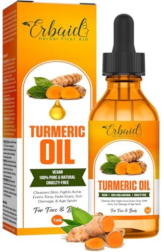 Erbaid Turmeric Oil Dark Spot Facial Serum – Natural Skin Brightening & Hyperpigmentation Treatment for Face & Body, Fights Acne, Evens Skin Tone, Reduces Scars – 1 Fl Oz - görsel 2