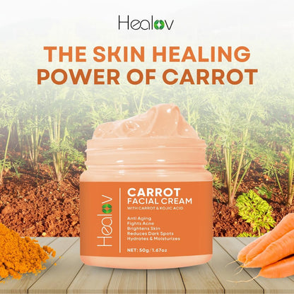 Healov Carrot Cream – Brightening Face & Body Cream for Dark Spots, Uneven Skin Tone & Dull Skin – Moisturizing Carrot Oil Lotion for Face, Underarms, Inner Thighs, Neck, Knees & Elbows