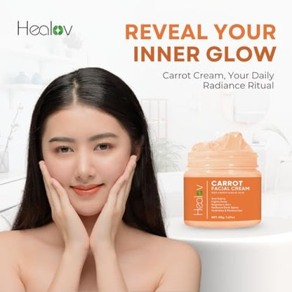 Healov Carrot Cream – Brightening Face & Body Cream for Dark Spots, Uneven Skin Tone & Dull Skin – Moisturizing Carrot Oil Lotion for Face, Underarms, Inner Thighs, Neck, Knees & Elbows