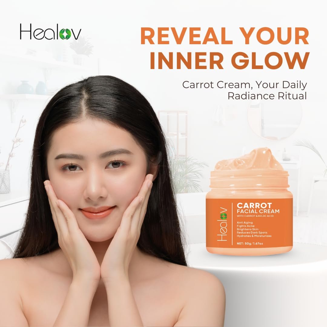Healov Carrot Cream – Brightening Face & Body Cream for Dark Spots, Uneven Skin Tone & Dull Skin – Moisturizing Carrot Oil Lotion for Face, Underarms, Inner Thighs, Neck, Knees & Elbows - görsel 13