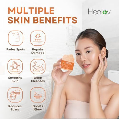 Healov Carrot Cream – Brightening Face & Body Cream for Dark Spots, Uneven Skin Tone & Dull Skin – Moisturizing Carrot Oil Lotion for Face, Underarms, Inner Thighs, Neck, Knees & Elbows