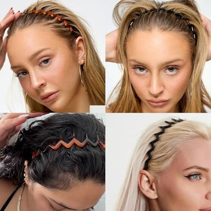 Miskate Zig Zag Headbands for Women 6 Pack - Non-Slip Plastic Hairbands with Teeth Grip for Thick Hair, Tortoiseshell & Black Hair Accessories Avelisse