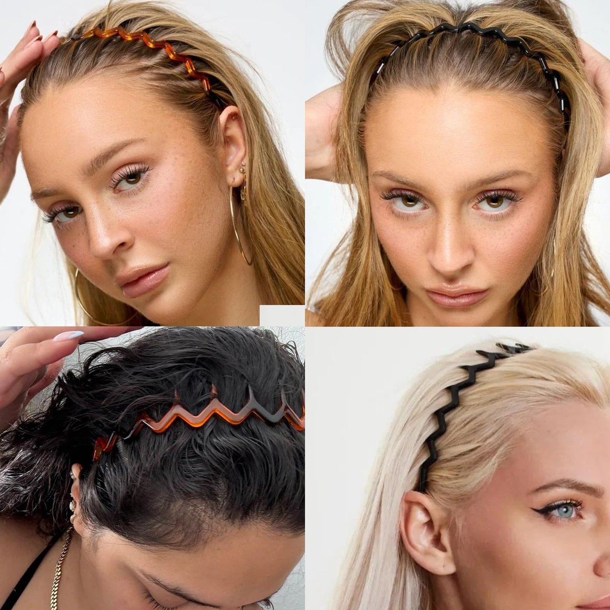 Miskate Zig Zag Headbands for Women 6 Pack - Non-Slip Plastic Hairbands with Teeth Grip for Thick Hair, Tortoiseshell & Black Hair Accessories Avelisse