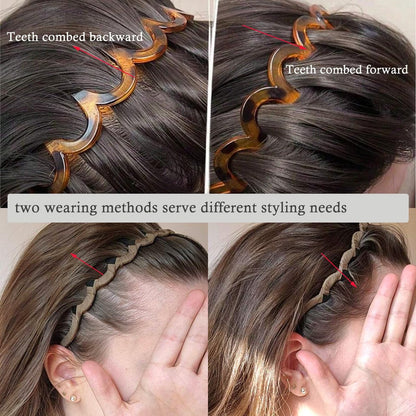 Miskate Zig Zag Headbands for Women 6 Pack - Non-Slip Plastic Hairbands with Teeth Grip for Thick Hair, Tortoiseshell & Black Hair Accessories Avelisse