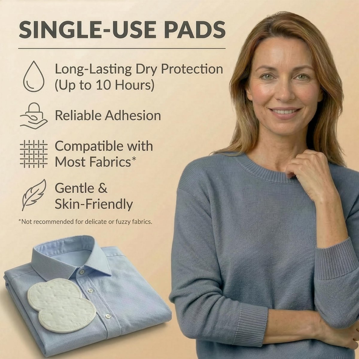 Swearx Underarm Sweat Pads for Women and Men - Disposable Armpit Pads, Large Size 64 Count - Sweat Shield for Dress Shirts and Clothing Avelisse