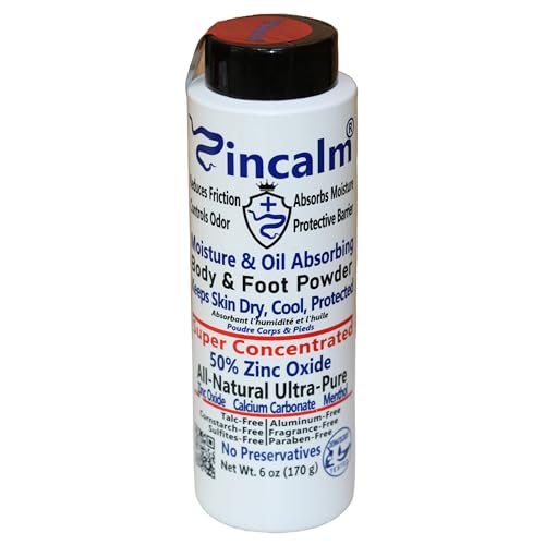 Zincalm All-Natural Body & Foot Powder – Concentrated 50% Zinc, Cornstarch-Free Moisture & Odor Absorbing, Anti-Chafing & Itch Relief for Dry/Cool Skin with Ultra-Pure Calcium & Menthol Avelisse