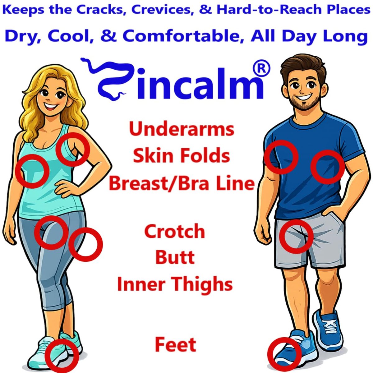 Zincalm All-Natural Body & Foot Powder – Concentrated 50% Zinc, Cornstarch-Free Moisture & Odor Absorbing, Anti-Chafing & Itch Relief for Dry/Cool Skin with Ultra-Pure Calcium & Menthol Avelisse