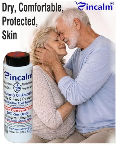 Zincalm All-Natural Body & Foot Powder – Concentrated 50% Zinc, Cornstarch-Free Moisture & Odor Absorbing, Anti-Chafing & Itch Relief for Dry/Cool Skin with Ultra-Pure Calcium & Menthol Avelisse