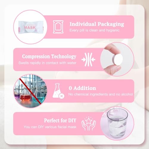 Khrgovd 100-Pack Compressed Cotton Facial Mask Sheets – Disposable DIY Mask Paper for Skin Care, Home & Travel - görsel 4