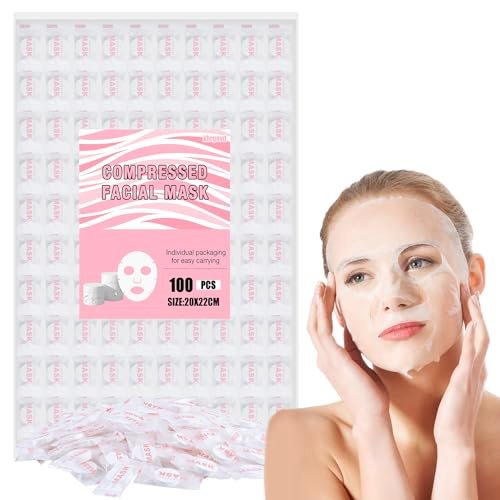 Khrgovd 100-Pack Compressed Cotton Facial Mask Sheets – Disposable DIY Mask Paper for Skin Care, Home & Travel - görsel 2