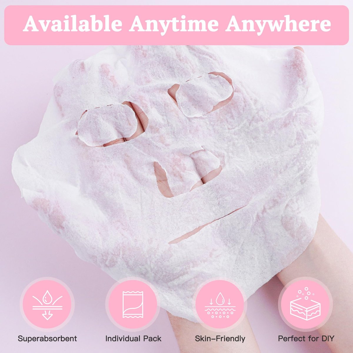 Khrgovd 100-Pack Compressed Cotton Facial Mask Sheets – Disposable DIY Mask Paper for Skin Care, Home & Travel - görsel 9