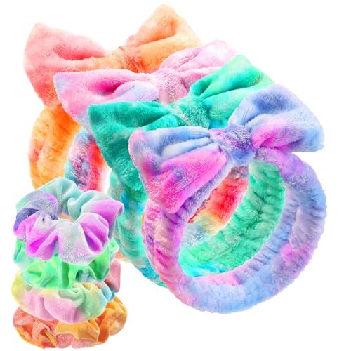 WSYUB Headband for Washing Face, Spa Headband for Teen Girls Skin Care and Makeup, with Hair Scrunchies - Easter Basket Stuffers Gift for Girls - görsel 2