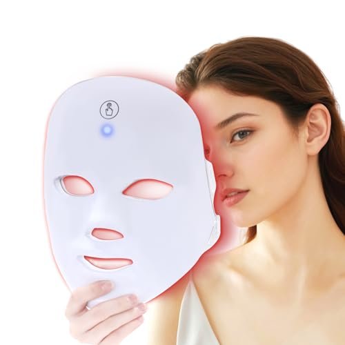 KNNKNN 7-in-1 Color LED Light Therapy Mask for Face - Red & Blue Light Therapy, Cordless USB Rechargeable Skincare Mask Avelisse