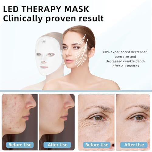 KNNKNN 7-in-1 Color LED Light Therapy Mask for Face - Red & Blue Light Therapy, Cordless USB Rechargeable Skincare Mask Avelisse