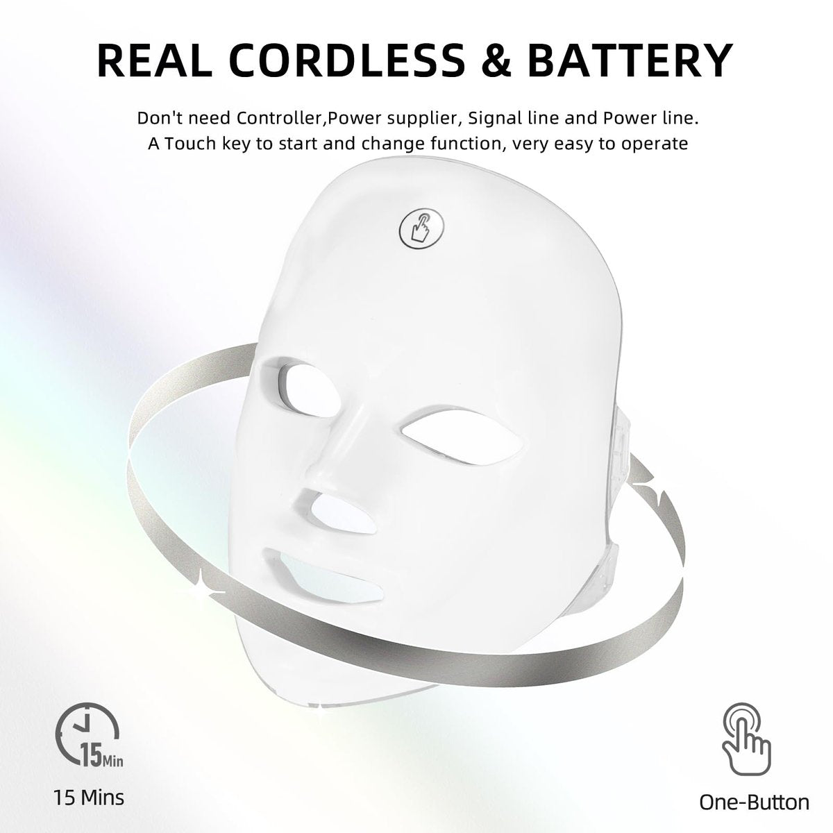 KNNKNN 7-in-1 Color LED Light Therapy Mask for Face - Red & Blue Light Therapy, Cordless USB Rechargeable Skincare Mask Avelisse