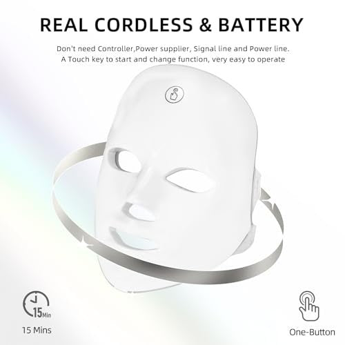 KNNKNN 7-in-1 Color LED Light Therapy Mask for Face - Red & Blue Light Therapy, Cordless USB Rechargeable Skincare Mask Avelisse