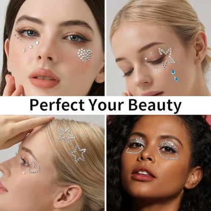 Teenitor Self Adhesive Face Gems and Hair Gems - 6 Sheets Pearl Stickers for Rave, Prom, and Crafting
