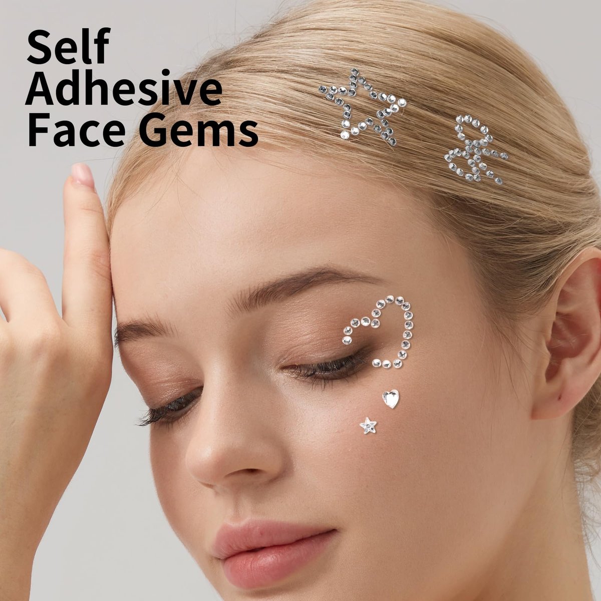 Teenitor Self Adhesive Face Gems and Hair Gems - 6 Sheets Pearl Stickers for Rave, Prom, and Crafting - görsel 3