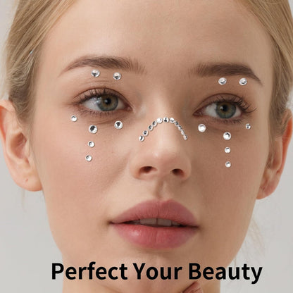 Teenitor Self Adhesive Face Gems and Hair Gems - 6 Sheets Pearl Stickers for Rave, Prom, and Crafting