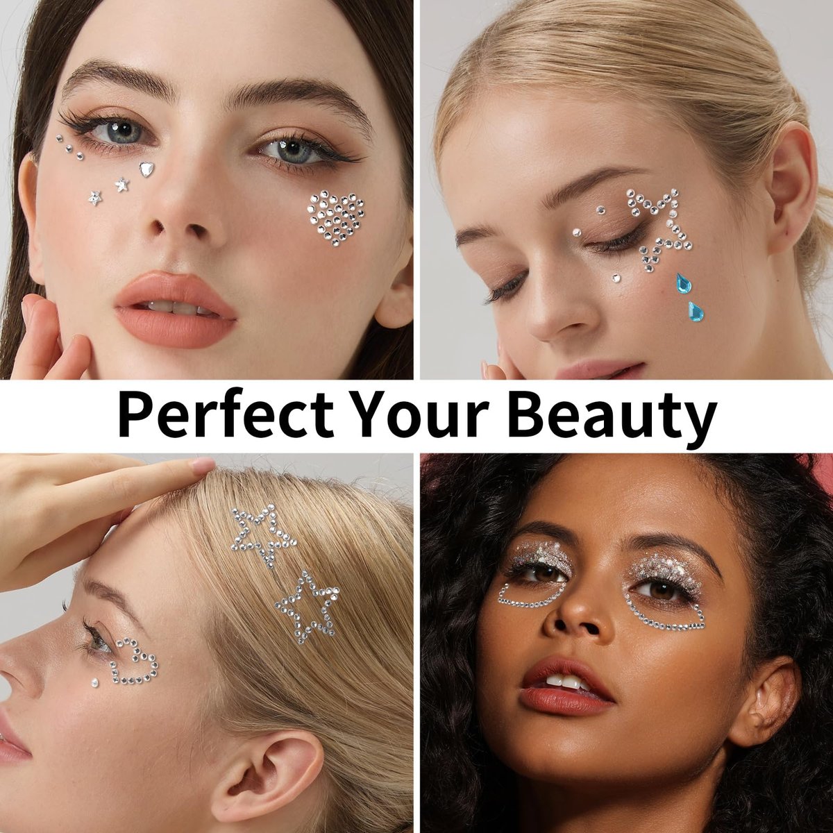 Teenitor Self Adhesive Face Gems and Hair Gems - 6 Sheets Pearl Stickers for Rave, Prom, and Crafting - görsel 7