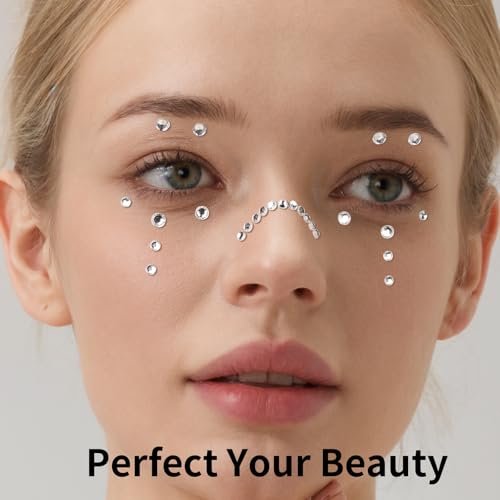 Teenitor Self Adhesive Face Gems and Hair Gems - 6 Sheets Pearl Stickers for Rave, Prom, and Crafting - görsel 16