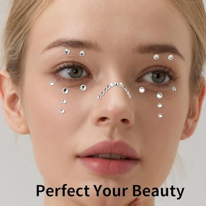 Teenitor Self Adhesive Face Gems and Hair Gems - 6 Sheets Pearl Stickers for Rave, Prom, and Crafting