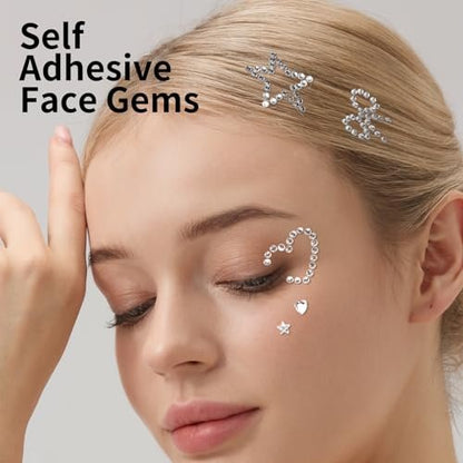 Teenitor Self Adhesive Face Gems and Hair Gems - 6 Sheets Pearl Stickers for Rave, Prom, and Crafting