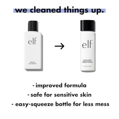 e.l.f. Clean Queen Liquid Brush & Sponge Cleaner - Gentle Foaming Makeup Brush Cleaner, Vegan & Cruelty-Free, 4.1 oz