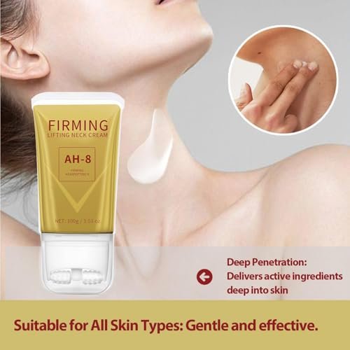Mtmult AH-8 Firming Neck Cream with Roller Applicator – Anti-Aging Neck Tightening Cream for Sagging Skin & Fine Lines – Hydrating Moisturizer for Women & Men (2-Pack) Avelisse