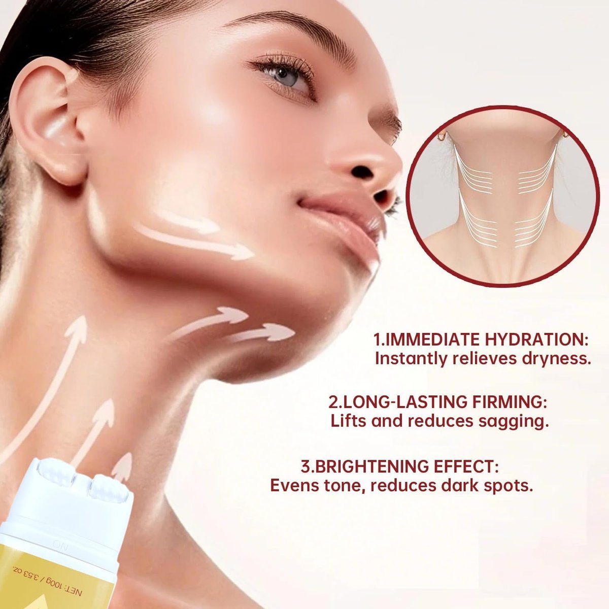 Mtmult AH-8 Firming Neck Cream with Roller Applicator – Anti-Aging Neck Tightening Cream for Sagging Skin & Fine Lines – Hydrating Moisturizer for Women & Men (2-Pack) Avelisse
