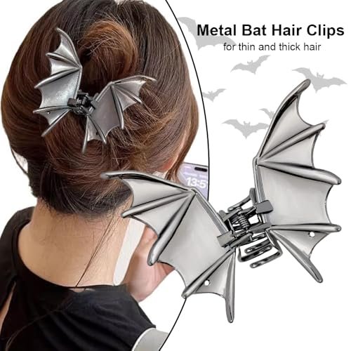 Halloween 3-Piece Spider Net Bat Hair Claw Clips - Gothic Black Metal with Pearl - Large & Medium Size for Thick Hair - Women & Girls Holiday Gifts (Black Gun) - görsel 9