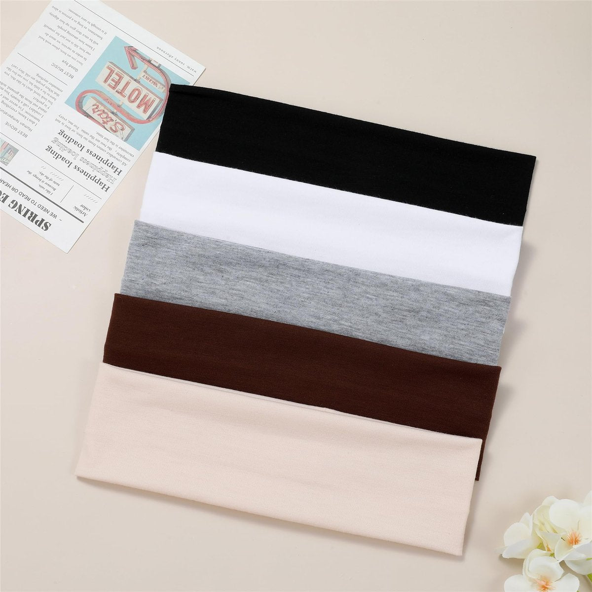 JCKHXG 5-Pack Non-Slip Headbands for Women – Soft Cotton Stretchy Thick Headbands for Running, Yoga, Exercise (5 Colors) - görsel 6