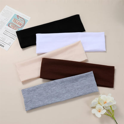 JCKHXG 5-Pack Non-Slip Headbands for Women – Soft Cotton Stretchy Thick Headbands for Running, Yoga, Exercise (5 Colors)